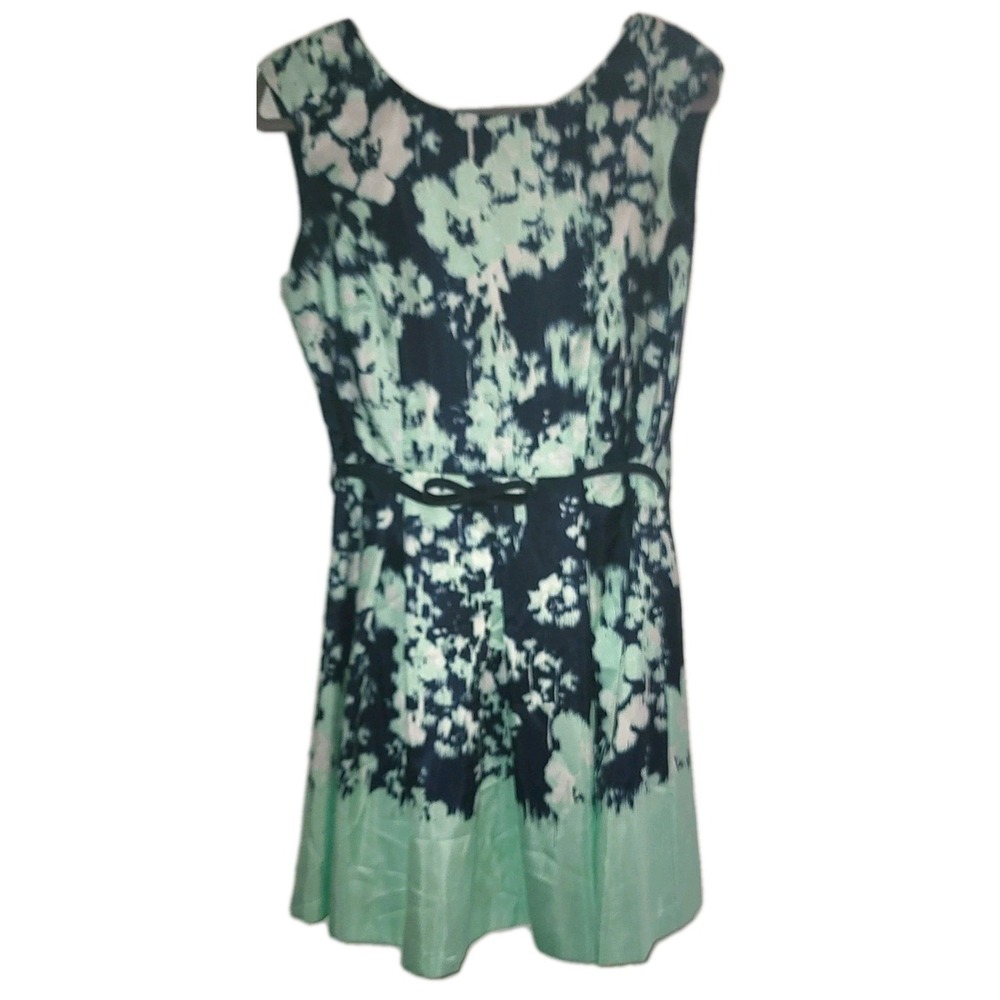 Danny And Nicole Dress Blue Mint Green Zip Up Sleeveless Womens 14P